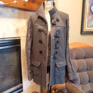 Forever 21 Large Gray Coat with Knit Arms!